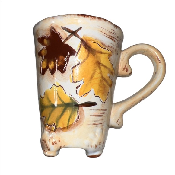 Harvest Fall Leaf Painted Footed Mug - Picture 1 of 6